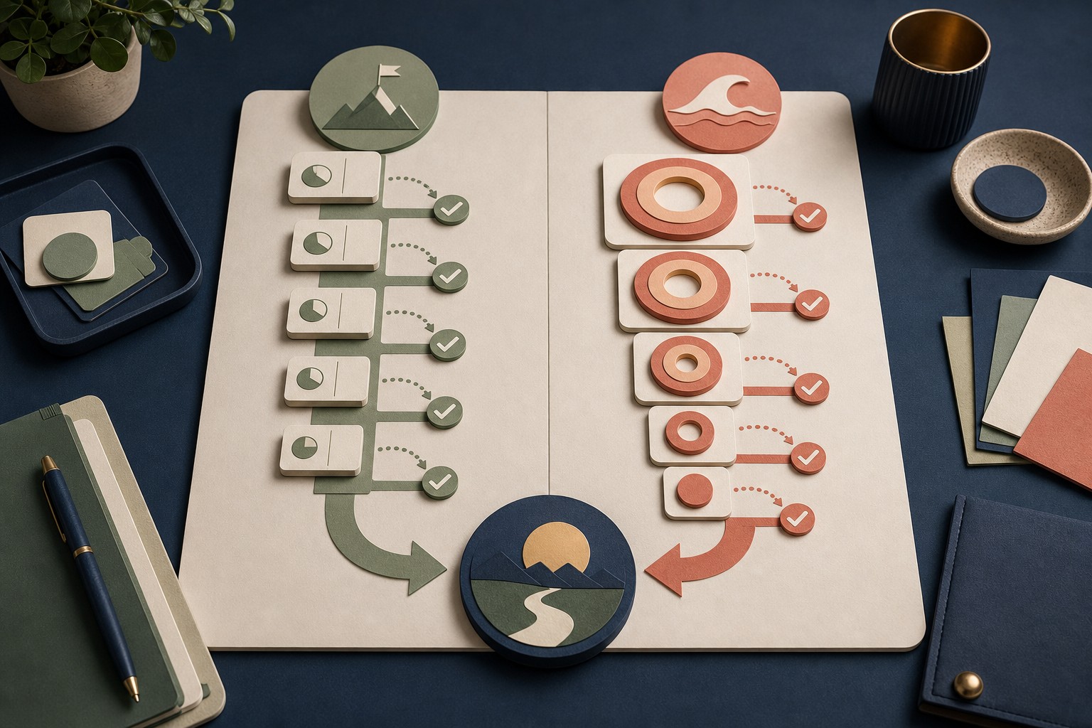 Illustrated debt payoff workflow showing minimum payments, one focused extra payment, and released payments rolling to the next balance.