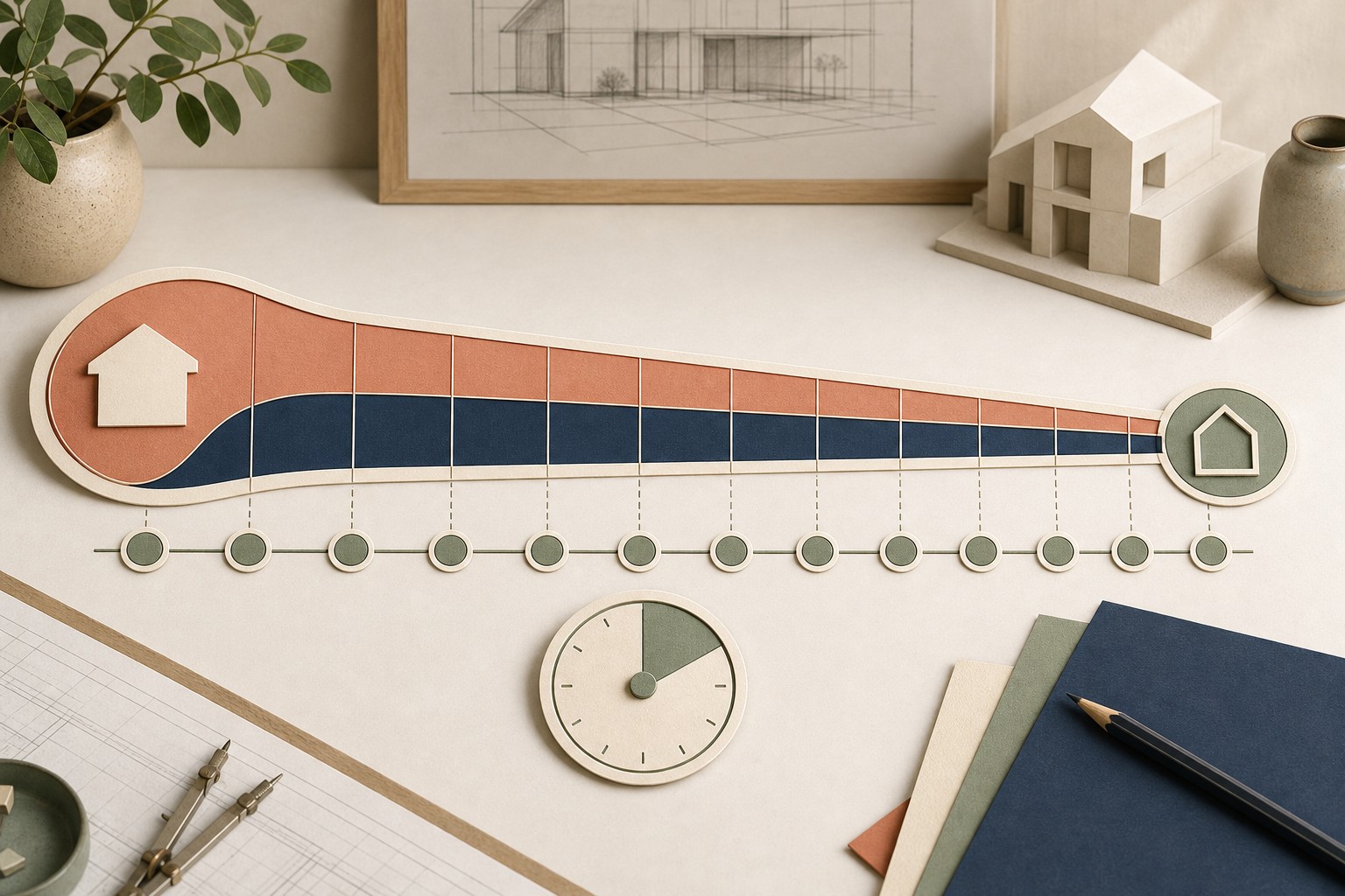 Illustrated amortization path showing a fixed loan payment split between interest and principal as the balance changes over time.